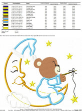 Carica l&#39;immagine nel visualizzatore di Gallery, Bear embroidery designs - Moon embroidery design machine embroidery pattern - Bear applique design - Baby boy embroidery file digital file
