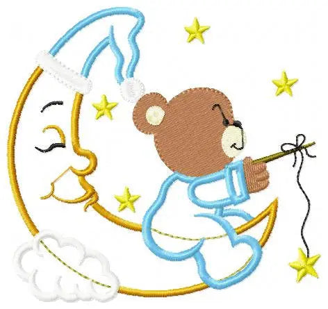 Bear embroidery designs - Moon embroidery design machine embroidery pattern - Bear applique design - Baby boy embroidery file digital file Marcia Embroidery