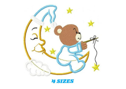 Bear embroidery designs - Moon embroidery design machine embroidery pattern - Bear applique design - Baby boy embroidery file digital file Marcia Embroidery