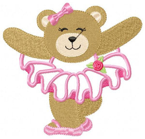 Bear embroidery designs - Ballerina embroidery design machine embroidery pattern - Baby girl embroidery file - Ballerina applique design pes