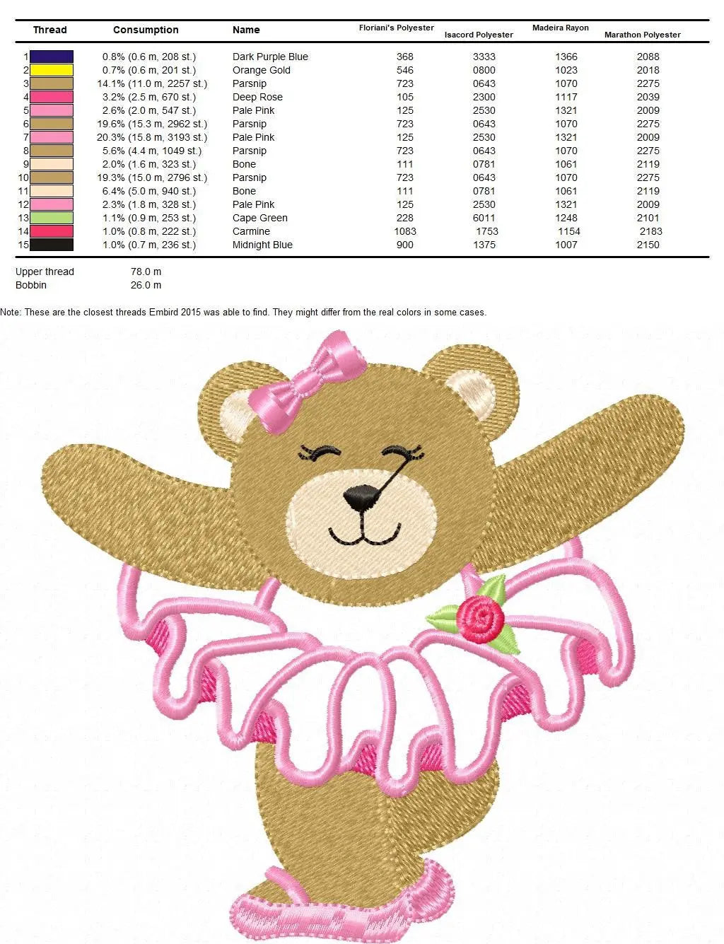 Bear embroidery designs - Ballerina embroidery design machine embroidery pattern - Baby girl embroidery file - Ballerina applique design pes Marcia Embroidery