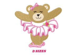 Bear embroidery designs - Ballerina embroidery design machine embroidery pattern - Baby girl embroidery file - Ballerina applique design pes