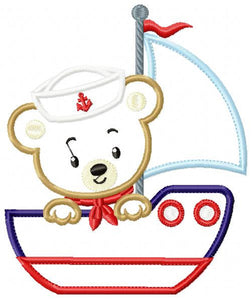 Bear embroidery designs - Sailor embroidery design machine embroidery pattern - sailor bear applique design - Teddy embroidery nautical boat