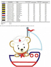 Carica l&#39;immagine nel visualizzatore di Gallery, Bear embroidery designs - Sailor embroidery design machine embroidery pattern - sailor bear applique design - Teddy embroidery nautical boat
