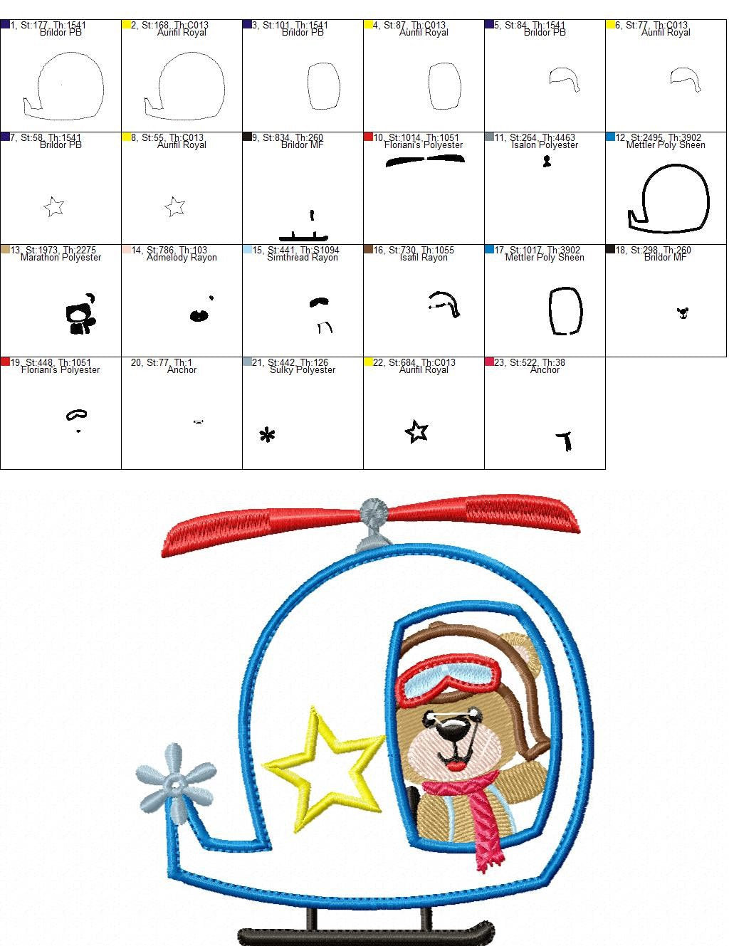 Bear embroidery designs - Helicopter embroidery design machine embroidery pattern - Animal embroidery file - helicopter applique design boy