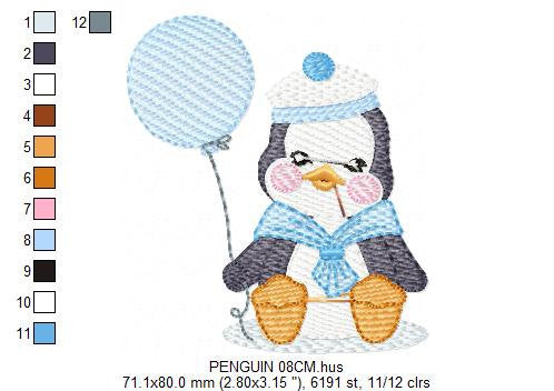 Penguin embroidery design - Animal embroidery designs machine embroidery pattern - Baby boy embroidery file - instant download Winter Cold