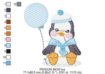 Penguin embroidery design - Animal embroidery designs machine embroidery pattern - Baby boy embroidery file - instant download Winter Cold