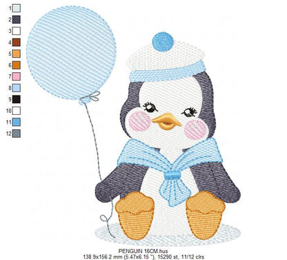 Penguin embroidery design - Animal embroidery designs machine embroidery pattern - Baby boy embroidery file - instant download Winter Cold