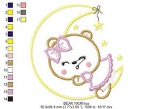 Cargar imagen en el visor de la galería, Bear embroidery designs - Moon embroidery design machine embroidery pattern - Bear applique design - Baby girl embroidery file digital file
