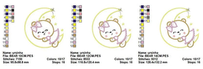 Bear embroidery designs - Moon embroidery design machine embroidery pattern - Bear applique design - Baby girl embroidery file digital file Marcia Embroidery