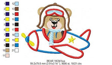 Laden Sie das Bild in den Galerie-Viewer, Bear embroidery designs - Plane embroidery design machine embroidery pattern - Teddy bear embroidery file - Bear Pilot Bear applique design
