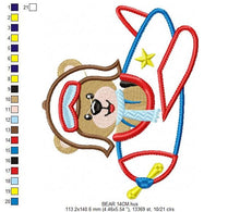 Laden Sie das Bild in den Galerie-Viewer, Bear embroidery designs - Plane embroidery design machine embroidery pattern - Teddy bear embroidery file - Bear Pilot Bear applique design
