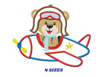 Laden Sie das Bild in den Galerie-Viewer, Bear embroidery designs - Plane embroidery design machine embroidery pattern - Teddy bear embroidery file - Bear Pilot Bear applique design
