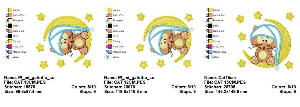Cat embroidery designs - Moon embroidery design machine embroidery pattern - Cat applique design - Baby boy embroidery file digital file Marcia Embroidery
