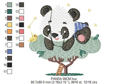 Panda in a tree embroidery design - Wild Animal embroidery designs machine embroidery pattern - Baby boy embroidery file - instant download