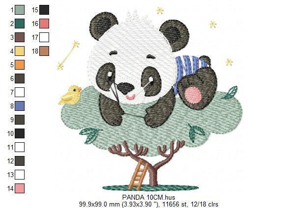 Panda in a tree embroidery design - Wild Animal embroidery designs machine embroidery pattern - Baby boy embroidery file - instant download