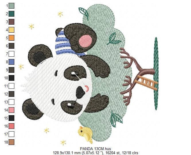 Panda in a tree embroidery design - Wild Animal embroidery designs machine embroidery pattern - Baby boy embroidery file - instant download