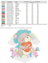 Carica l&#39;immagine nel visualizzatore di Gallery, Bear embroidery designs - Rainbow embroidery design machine embroidery pattern - Baby girl embroidery file - Bear with rainbow and cloud
