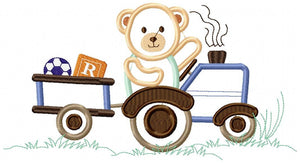 Bear with tractor embroidery designs - Bear embroidery design machine embroidery pattern - Baby boy embroidery file - instant download Farm