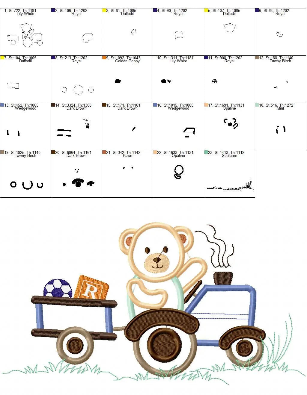 Bear with tractor embroidery designs - Bear embroidery design machine embroidery pattern - Baby boy embroidery file - instant download Farm Marcia Embroidery