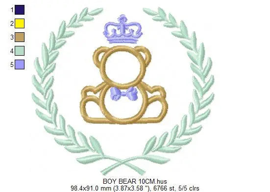 Bear with wreath embroidery design - Teddy embroidery design machine embroidery pattern - baby girl embroidery file - Boy applique design Marcia Embroidery