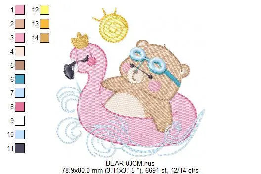Bear with floater embroidery designs - Bear embroidery design machine embroidery pattern - Baby boy embroidery file - instant download Beach Marcia Embroidery