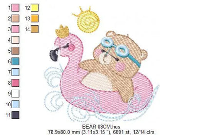 Bear with floater embroidery designs - Bear embroidery design machine embroidery pattern - Baby boy embroidery file - instant download Beach Marcia Embroidery