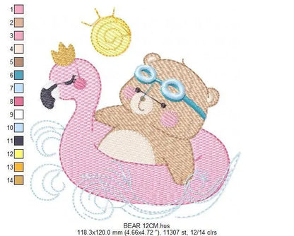 Bear with floater embroidery designs - Bear embroidery design machine embroidery pattern - Baby boy embroidery file - instant download Beach Marcia Embroidery