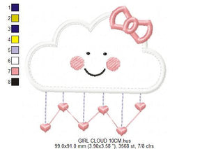 Baby Cloud embroidery design - Baby girl embroidery design machine embroidery pattern - kid embroidery file - cloud applique design download