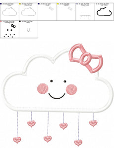 Baby Cloud embroidery design - Baby girl embroidery design machine embroidery pattern - kid embroidery file - cloud applique design download