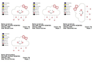 Baby Cloud embroidery design - Baby girl embroidery design machine embroidery pattern - kid embroidery file - cloud applique design download