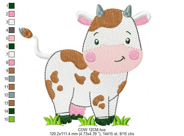 Cow embroidery design - Animal embroidery designs machine embroidery pattern - Farm embroidery file - Boy embroidery cow rippled design