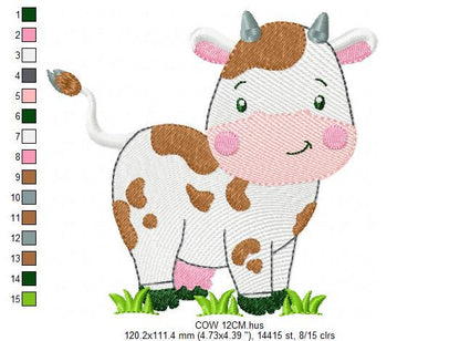 Cow embroidery design - Animal embroidery designs machine embroidery pattern - Farm embroidery file - Boy embroidery cow rippled design