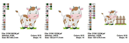 Cow embroidery design - Animal embroidery designs machine embroidery pattern - Farm embroidery file - Boy embroidery cow rippled design