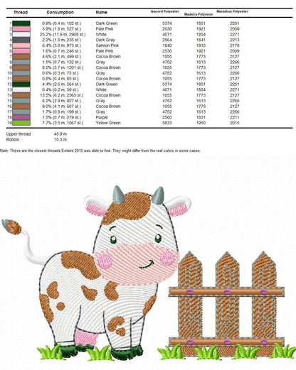 Cow embroidery design - Animal embroidery designs machine embroidery pattern - Farm embroidery file - Boy embroidery cow rippled design