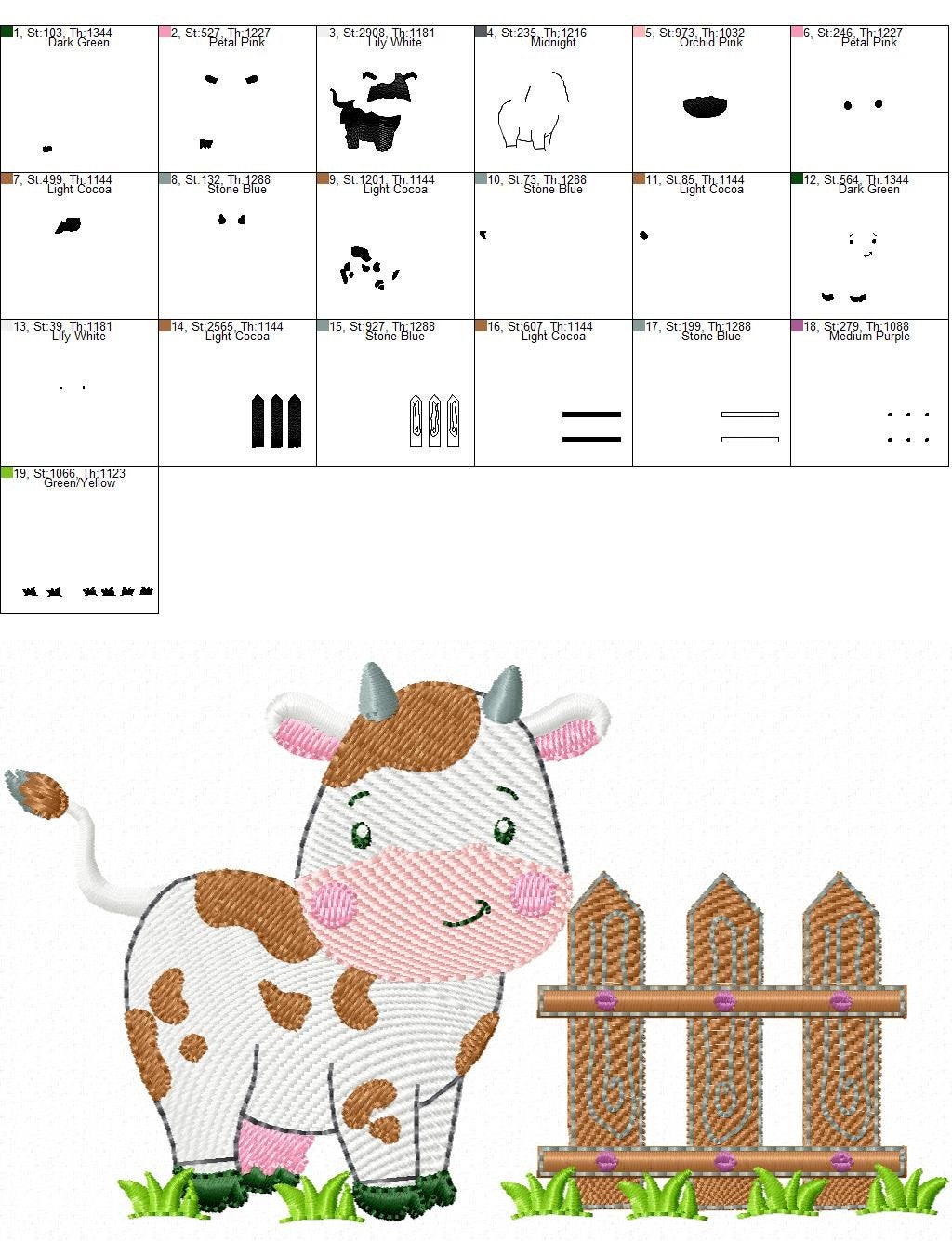 Cow embroidery design - Animal embroidery designs machine embroidery pattern - Farm embroidery file - Boy embroidery cow rippled design