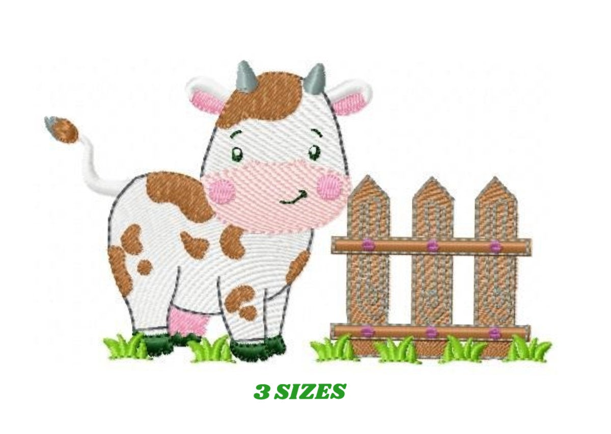 Cow embroidery design - Animal embroidery designs machine embroidery pattern - Farm embroidery file - Boy embroidery cow rippled design