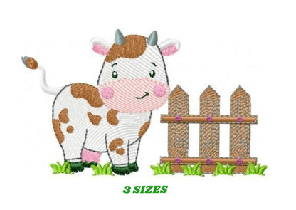 Cow embroidery design - Animal embroidery designs machine embroidery pattern - Farm embroidery file - Boy embroidery cow rippled design