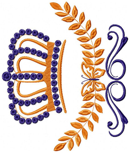 Crown embroidery designs - Laurel Wreath with Crown embroidery design machine embroidery pattern - baby boy embroidery file crown design