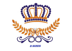 Crown embroidery designs - Laurel Wreath with Crown embroidery design machine embroidery pattern - baby boy embroidery file crown design