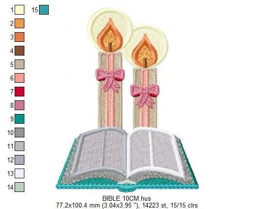 Bible embroidery designs - Candle embroidery design machine embroidery pattern - Catholic embroidery file - Grape Bread Wheat Eucharist Marcia Embroidery