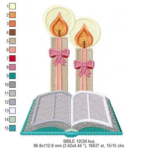 Bible embroidery designs - Candle embroidery design machine embroidery pattern - Catholic embroidery file - Grape Bread Wheat Eucharist Marcia Embroidery