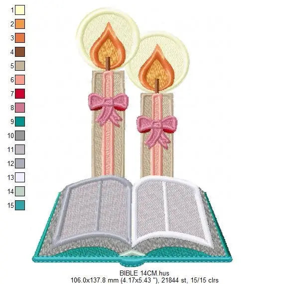 Bible embroidery designs - Candle embroidery design machine embroidery pattern - Catholic embroidery file - Grape Bread Wheat Eucharist Marcia Embroidery