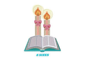 Bible embroidery designs - Candle embroidery design machine embroidery pattern - Catholic embroidery file - Grape Bread Wheat Eucharist