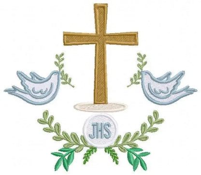 Cross embroidery designs - Dove embroidery design machine embroidery pattern - Catholic embroidery file - Grape Bread Wheat Eucharist church Marcia Embroidery
