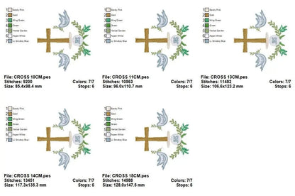 Cross embroidery designs - Dove embroidery design machine embroidery pattern - Catholic embroidery file - Grape Bread Wheat Eucharist church Marcia Embroidery