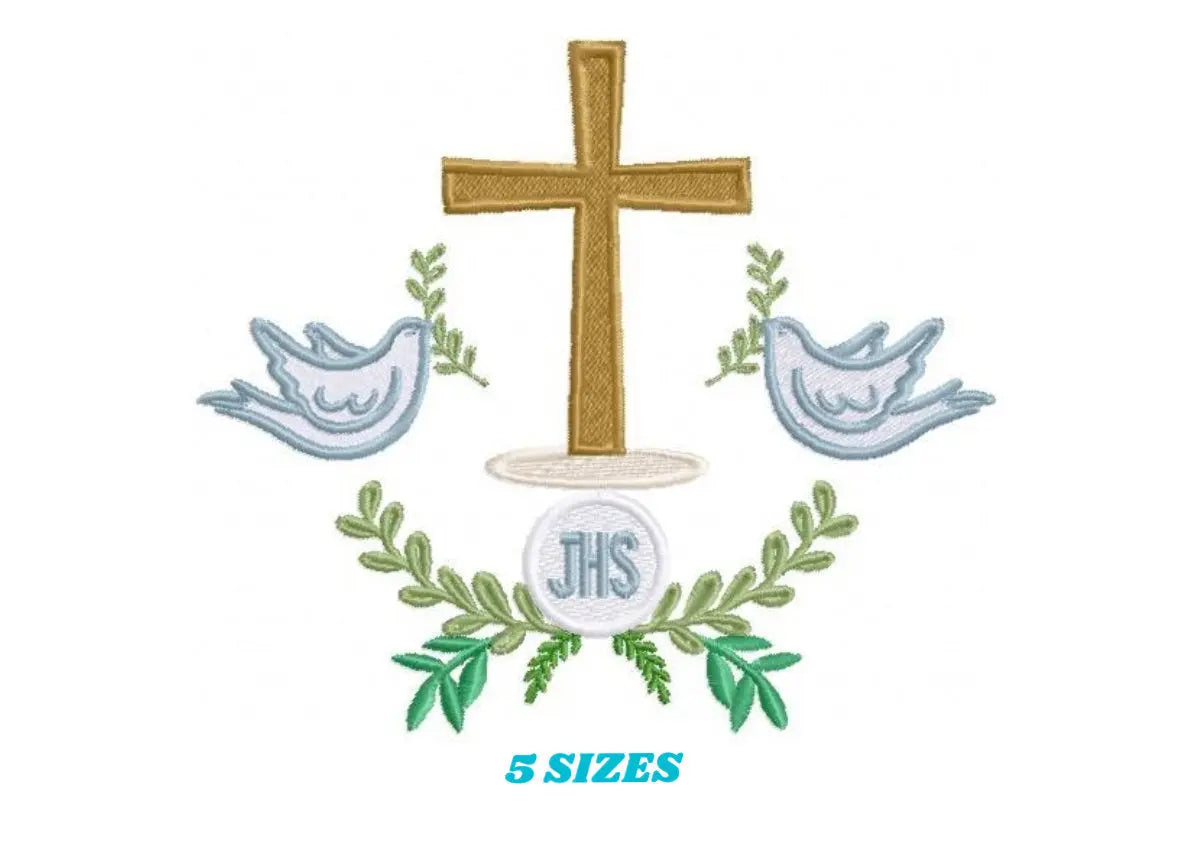 Cross embroidery designs - Dove embroidery design machine embroidery pattern - Catholic embroidery file - Grape Bread Wheat Eucharist church Marcia Embroidery