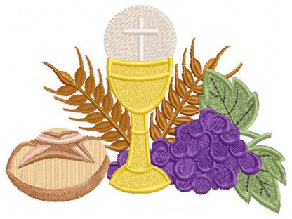 Eucharist embroidery designs - Communion embroidery design machine embroidery pattern - Catholic embroidery file - Grape Bread Wheat church