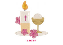 Carica l&#39;immagine nel visualizzatore di Gallery, Eucharist embroidery designs - Communion embroidery design machine embroidery pattern - Catholic embroidery file - Grape Bread Wheat church
