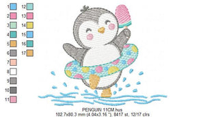 Penguin embroidery design - Animal embroidery designs machine embroidery pattern - Baby boy embroidery file - instant download beach summer